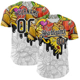 Custom White-Black Foodie American Cuisine Fast Food Burger Fries & Pizza Authentic Baseball Jersey