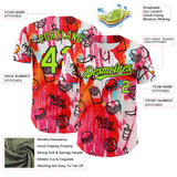 Custom Pink Neon Green-Black Foodie American Cuisine Fast Food Burger Fries & Pizza Authentic Baseball Jersey