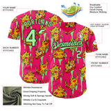 Custom Pink Pea Green-Black Foodie Pizza Authentic Baseball Jersey