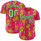 Custom Pink Pea Green-Black Foodie Pizza Authentic Baseball Jersey