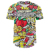 Custom White-Black Foodie Fast Food & Fruit Authentic Baseball Jersey