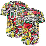 Custom White-Black Foodie Fast Food & Fruit Authentic Baseball Jersey