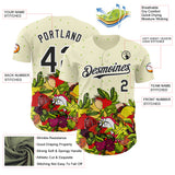 Custom Cream Black-White Foodie Exotic Fruit Authentic Baseball Jersey