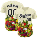 Custom Cream Black-White Foodie Exotic Fruit Authentic Baseball Jersey