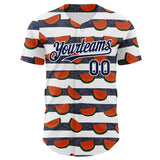 Custom White-Navy Foodie Watermelon Authentic Baseball Jersey