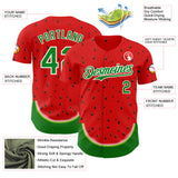 Custom Red Grass Green-White Foodie Watermelon Authentic Baseball Jersey