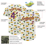 Custom White Purple-Gold Foodie Blueberry Pie Authentic Baseball Jersey