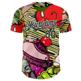 Custom Green Black-White Foodie Cake Ice Cream Authentic Baseball Jersey