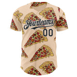 Custom Cream Black-White Foodie Pizza Authentic Baseball Jersey