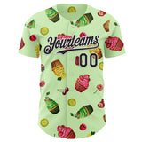 Custom Green Black-White Foodie Cake Ice Cream Authentic Baseball Jersey