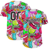 Custom Pink Black-White Foodie Cake Ice Cream Authentic Baseball Jersey