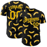 Custom Black-Yellow Foodie Banana Authentic Baseball Jersey