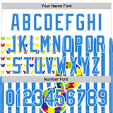 Custom White-Electric Blue Autism Awareness Support Puzzle Infinity Butterfly Authentic Baseball Jersey