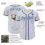 Custom White-Royal Autism Awareness Support Puzzle Infinity Heart Authentic Baseball Jersey