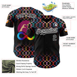 Custom Black-White Autism Acceptance Rainbow Infinity Authentic Baseball Jersey