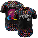 Custom Black-White Autism Acceptance Rainbow Infinity Authentic Baseball Jersey