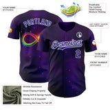 Custom Purple Dark Purple-White Autism Acceptance Rainbow Infinity Authentic Baseball Jersey