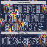 Custom Navy-White Autism Awareness Support Puzzle Infinity Balloon Authentic Baseball Jersey
