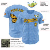 Custom Light Blue Gold-Black Autism Awareness Support Puzzle Infinity Butterfly Authentic Baseball Jersey