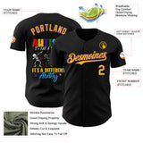Custom Black Gold-Purple Autism Awareness Support Puzzle Infinity Authentic Baseball Jersey