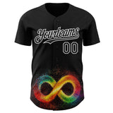 Custom Black-White Autism Acceptance Rainbow Infinity Authentic Baseball Jersey