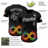 Custom Black-White Autism Acceptance Rainbow Infinity Authentic Baseball Jersey