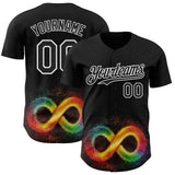 Custom Black-White Autism Acceptance Rainbow Infinity Authentic Baseball Jersey