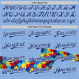 Custom Light Blue Royal-White Autism Awareness Support Puzzle Infinity Authentic Baseball Jersey