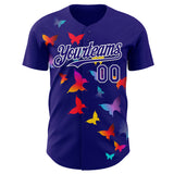 Custom Dark Purple-White Autism Awareness Support Puzzle Infinity Butterfly Authentic Baseball Jersey
