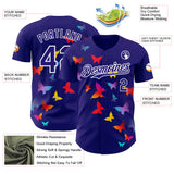 Custom Dark Purple-White Autism Awareness Support Puzzle Infinity Butterfly Authentic Baseball Jersey