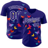 Custom Dark Purple-White Autism Awareness Support Puzzle Infinity Butterfly Authentic Baseball Jersey