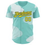 Custom Ice Blue Light Yellow-Black Autism Awareness Support Authentic Baseball Jersey