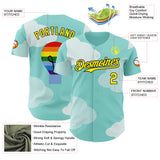 Custom Ice Blue Light Yellow-Black Autism Awareness Support Authentic Baseball Jersey
