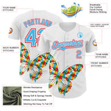 Custom White Sky Blue-Fire Red Autism Awareness Puzzle Infinity Butterfly Authentic Baseball Jersey