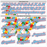 Custom White Sky Blue-Fire Red Autism Awareness Puzzle Infinity Butterfly Authentic Baseball Jersey