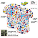 Custom White Sky Blue-Fire Red Autism Acceptance Infinity Handprint Authentic Baseball Jersey