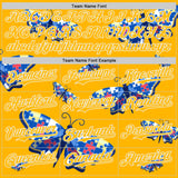 Custom Gold-White Autism Awareness Support Puzzle Infinity Butterfly Authentic Baseball Jersey