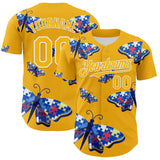 Custom Gold-White Autism Awareness Support Puzzle Infinity Butterfly Authentic Baseball Jersey