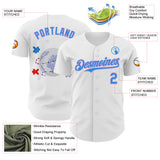 Custom White Electric Blue-Light Purple Autism Awareness Support Authentic Baseball Jersey