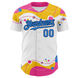 Custom White Electric Blue-Navy Autism Awareness Puzzle Infinity Lightbulb Authentic Baseball Jersey