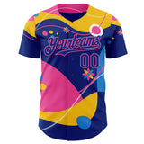 Custom Yellow Royal-Pink Autism Awareness Infinity Authentic Baseball Jersey
