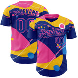 Custom Yellow Royal-Pink Autism Awareness Infinity Authentic Baseball Jersey