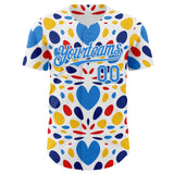 Custom White-Electric Blue Autism Awareness Infinity Authentic Baseball Jersey