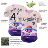 Custom Pink Black-White Autism Awareness Puzzle Infinity Authentic Baseball Jersey
