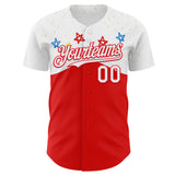 Custom White-Fire Red Autism Awareness Support Puzzle Infinity Authentic Baseball Jersey