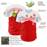 Custom White-Fire Red Autism Awareness Support Puzzle Infinity Authentic Baseball Jersey