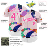 Custom Pink-White Autism Awareness Support Puzzle Infinity Authentic Baseball Jersey