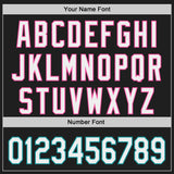 Custom Black White Pink-Teal Japanese Wave Authentic Baseball Jersey
