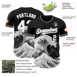 Custom Black White-Gray Japanese Wave Authentic Baseball Jersey