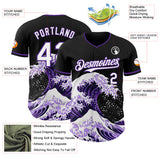 Custom Black White-Purple Japanese Wave Authentic Baseball Jersey